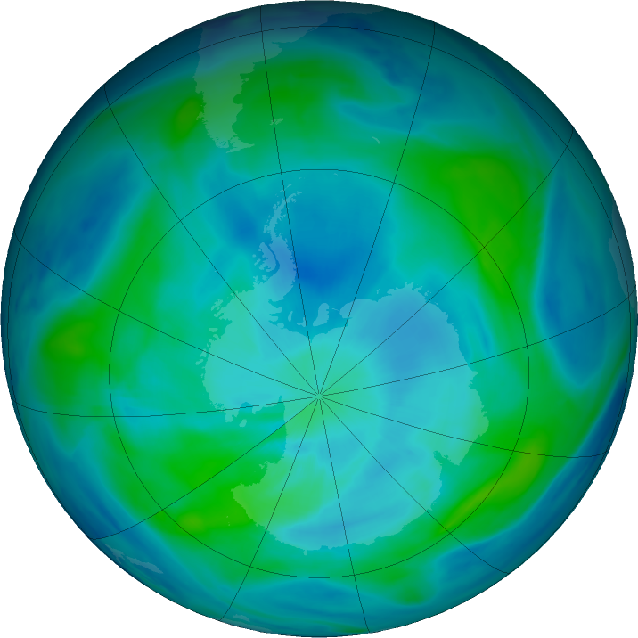 Antarctic ozone map for 10 March 2017